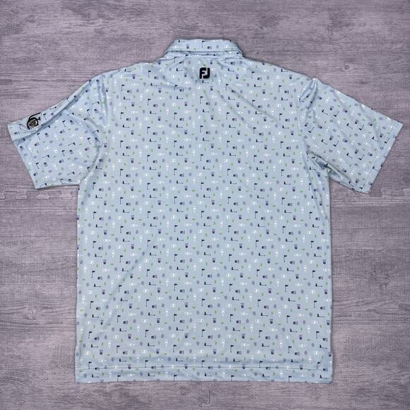 FootJoy University Club Baton Rouge Men's Sz XL Blue AOP Golf Polo Shirt PREPPY - Picture 6 of 13